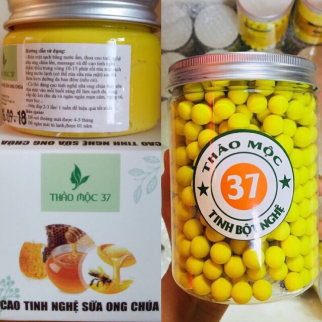 [Tặng cao tinh nghệ sữa ong chúa giá 175k và freeahip] khi mua 1 hũ nghệ to 500 viên tinh nghệ mật ong 37