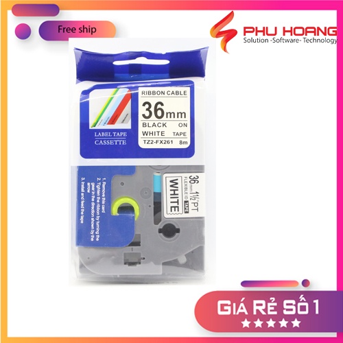 Nhãn in Hze-261, khổ rộng 36mm* dài 8m, chữ đen nền trắng, đa lớp, bám dính cao, Phu Hoang Company