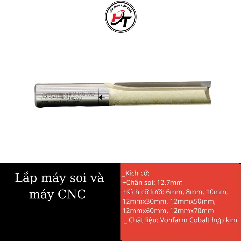 Mũi phay gỗ thẳng cnc dao cắt phá thô ARDEN mũi soi lấy nền dài 6 8 10 12mm MST-AD
