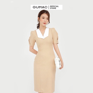 Đầm ôm nữ phối cổ ly tay sang trọng GUMAC DB527