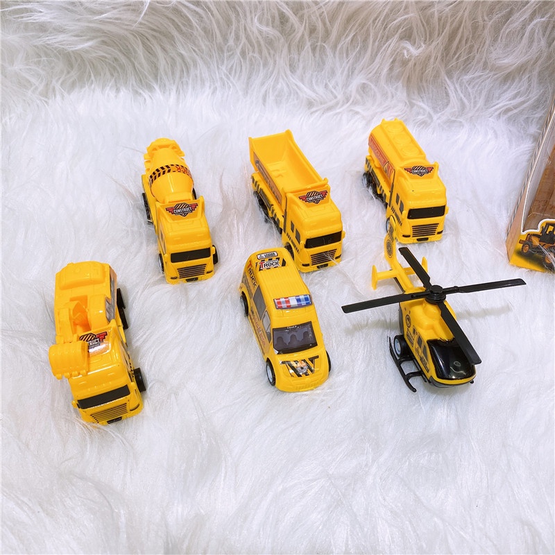 Đồ chơi bộ hộp sét 6 xe ô tô máy bay chạy cót xịn xò cho bé vui chơi trong nhà hoặc ngoài trời