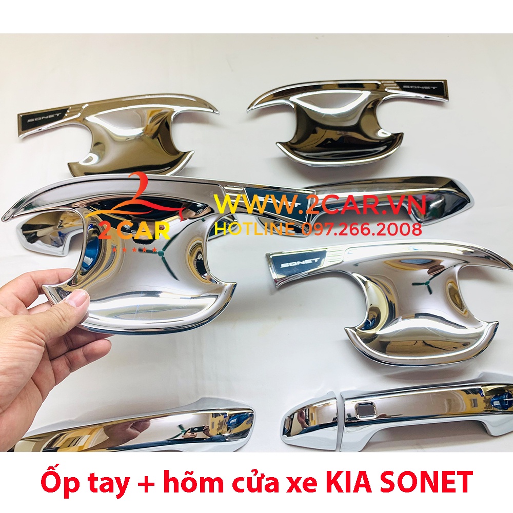 Ốp tay nắm, hõm cửa xe KIA SONET 2022 + chất liệu crom cao cấp