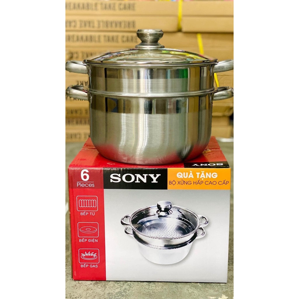 NỒI XỬNG HẤP SONY 2 TẦNG XÀI ĐƯỢC BẾP TỪ LUN