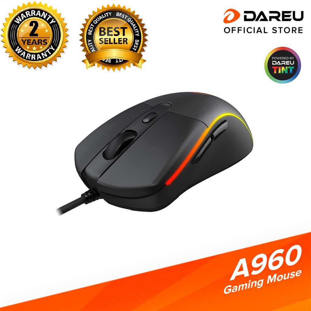 Chuột Gaming DAREU A960/ A960s BLACK ULTRALIGHT RGB/ Pixart PWM3336 - PWM3337/ màu đen