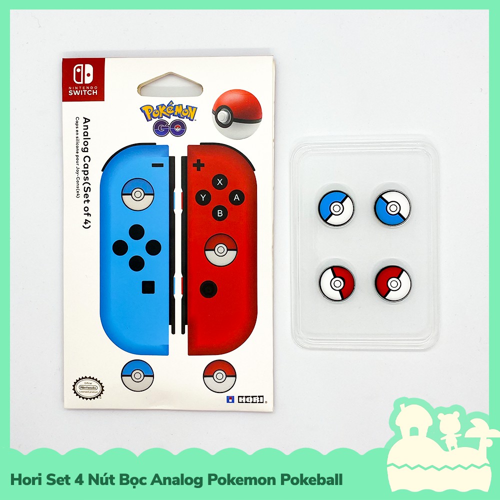 [Sẵn VN - NowShip] Hori Phụ Kiện Set 4 Bọc Nút Cần Xoay Analog Joycon Nintendo Switch NS, Switch Lite Pokemon Pokeball