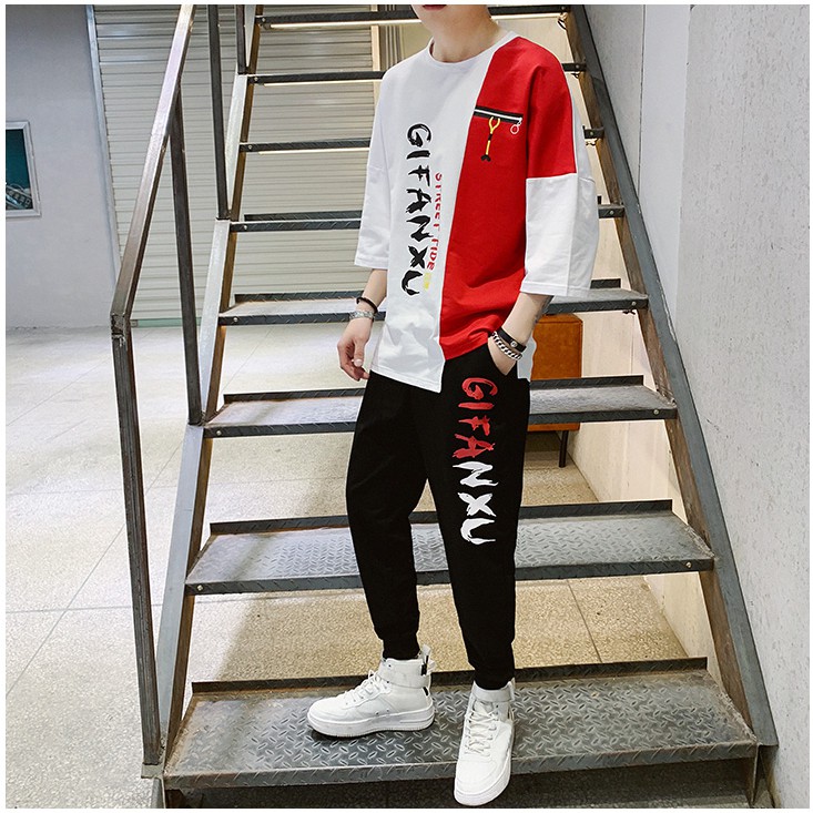 Combo 2 Bộ Quần Áo Thun Nam Tay Ngắn Quần Dài GiFanXu Sành Điệu SET NAM 9000026 B R | BigBuy360 - bigbuy360.vn