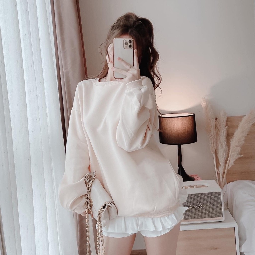 Áo nỉ sweater BASU nữ trơn form rộng nhiều màu trending - VENUS