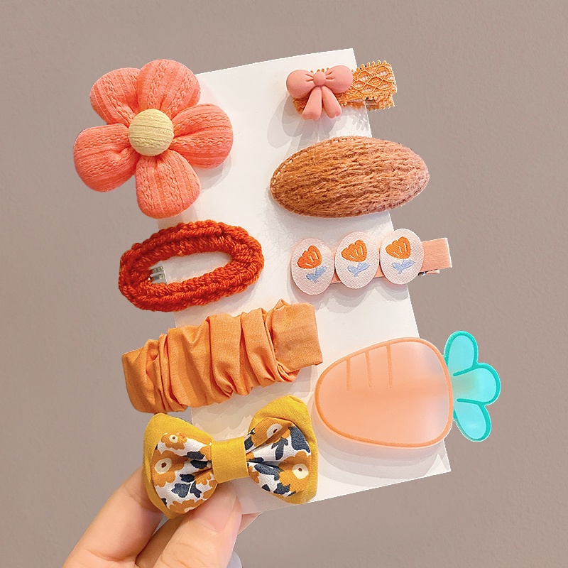 Bộ Kẹp Tóc Nơ Lưới Hình Hoa Dễ Thương Cho Bé Gái