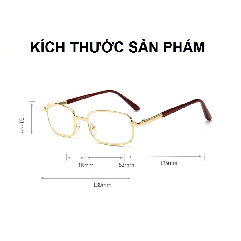 Kính viễn thị Nhat ban cao cấp gọng màu  vàng gold  cực sang (KVN16)