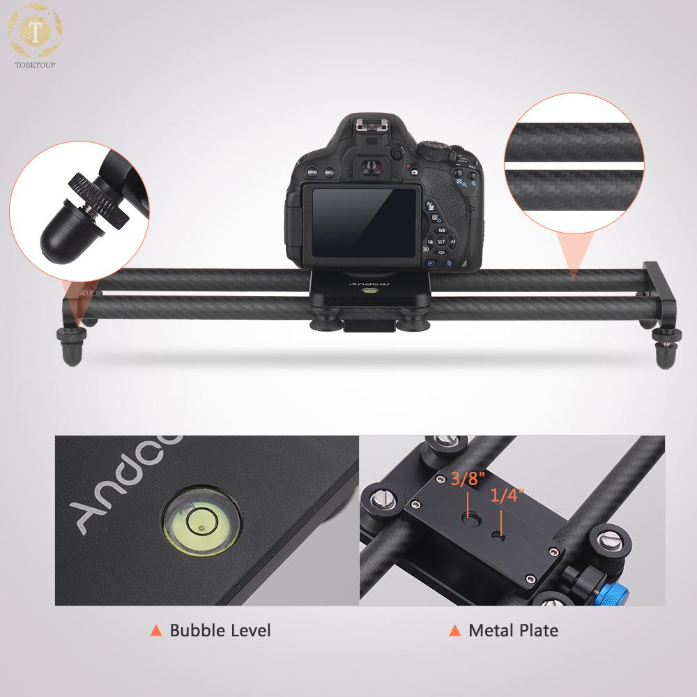 Shipped within 12 hours】 Andoer 40cm/ 15inch Carbon Fiber Camera Track Slider Video Stabilizer Rail with Mini Ballhead Phone Clamp for DSLR Camera Camcorder DV Film Photography Accessory Max. Load Capacity 5kg/ 11Lbs Track Slider [TO]