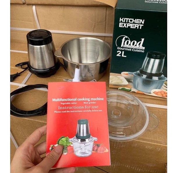 Máy xay thịt  Máy xay thịt gia đình đa năng cối inox 250W - Máy say thịt, tôm, cua, cá,  tỏi ớt, rau củ quả