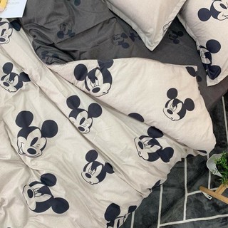 bộ chăn ga poly cotton nhập khẩu [ mẫu mickey xám ]