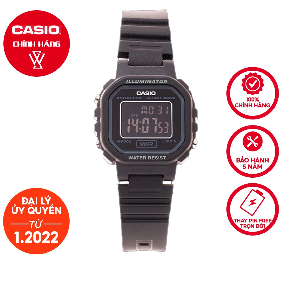 Đồng Hồ Điện Tử Nam Casio WATCHSTORE LA-20WH-1BDF Thiết Kế Mặt Kính Nhựa 30.3mm, Dây Đeo Và Vỏ Nhựa Bền Bỉ, Cá Tính