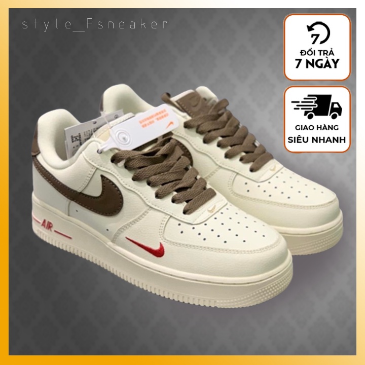 Giày Air Force AF1 Phẩy Nâu, Giày Sneaker 1  Bản Đẹp, Da PU cao cấp Đế cao su non