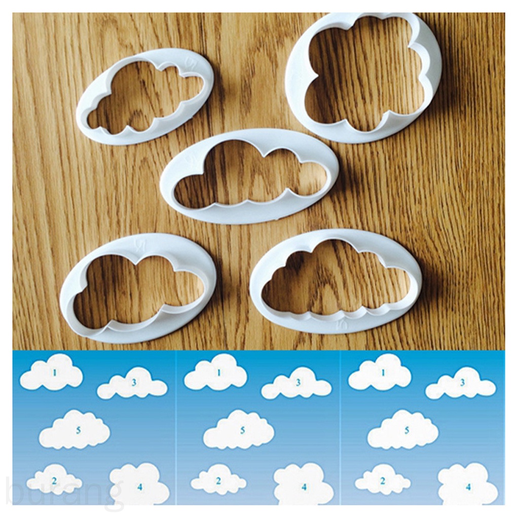 Set 5 khuôn silicone tạo hình đám mây trang trí bánh