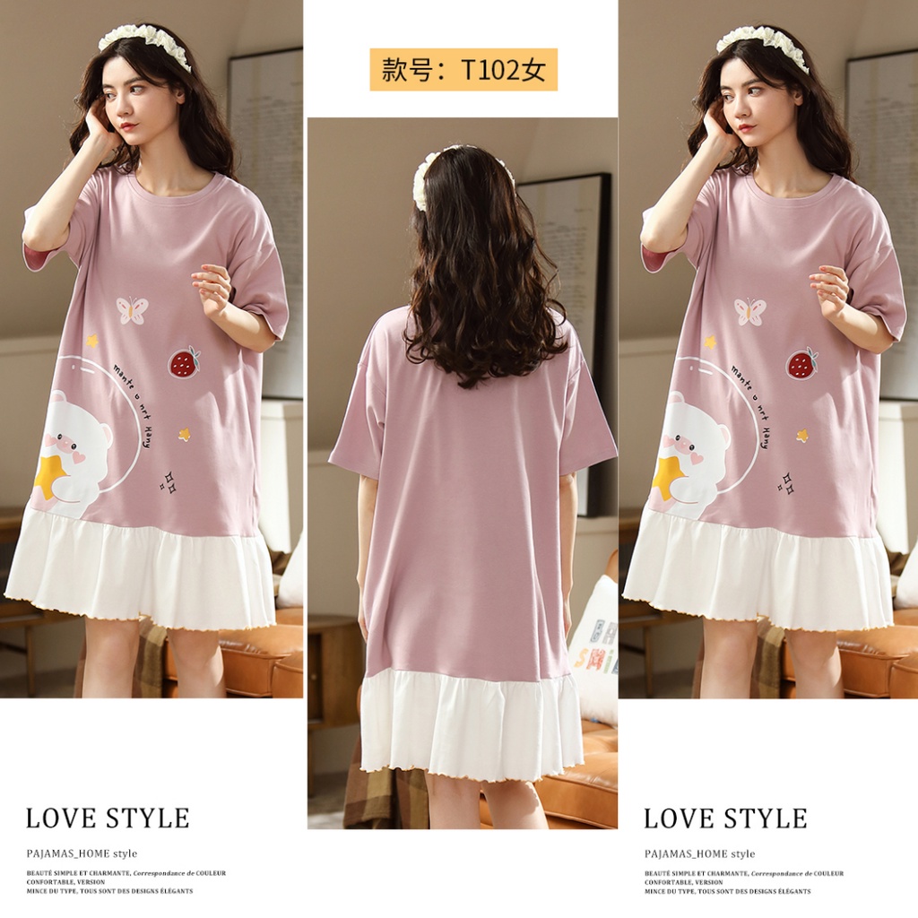 Váy ngủ dễ thương chất liệu cotton thoải mái thấm hút mồ hôi | BigBuy360 - bigbuy360.vn