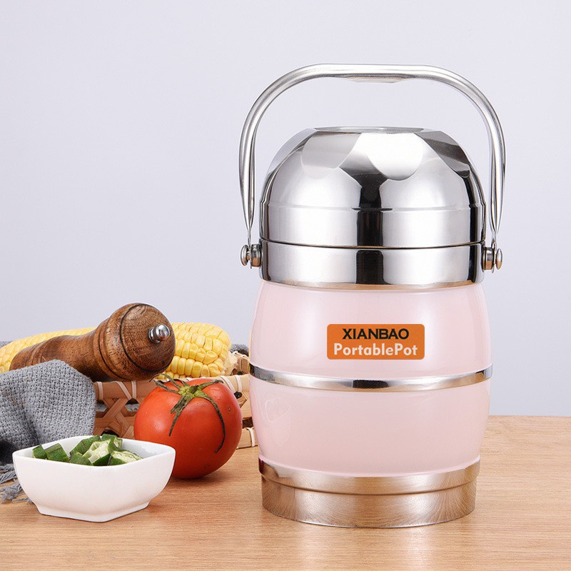 Cặp lồng giữ nhiệt, cặp lồng cơm, hộp đựng thức ăn xinbao bắp trơn mẫu mới 2022 ( màu ngẫu nhiên)