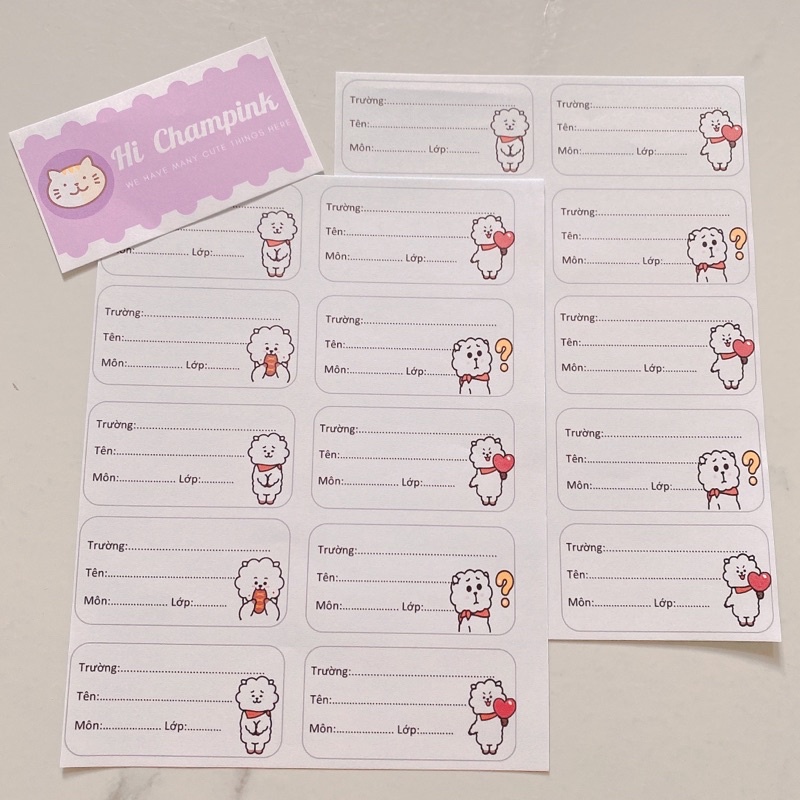 NHÃN VỞ BT21 - BTS DÁN TẬP VỞ SÁCH HỌC SINH 10 miếng