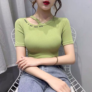 Áo thun lụa khoét cổ viền chữ MAGB2002204