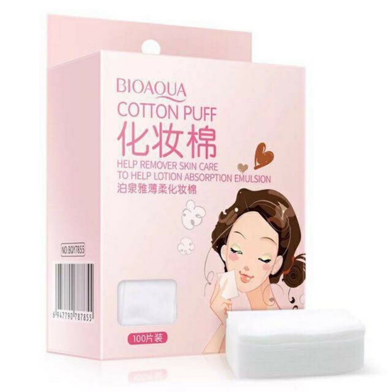 Một hộp 100 miếng ❤𝑭𝒓𝒆𝒆𝒔𝒉𝒊𝒑❤bông tẩy trang Bioaqua hàng nội địa Trung