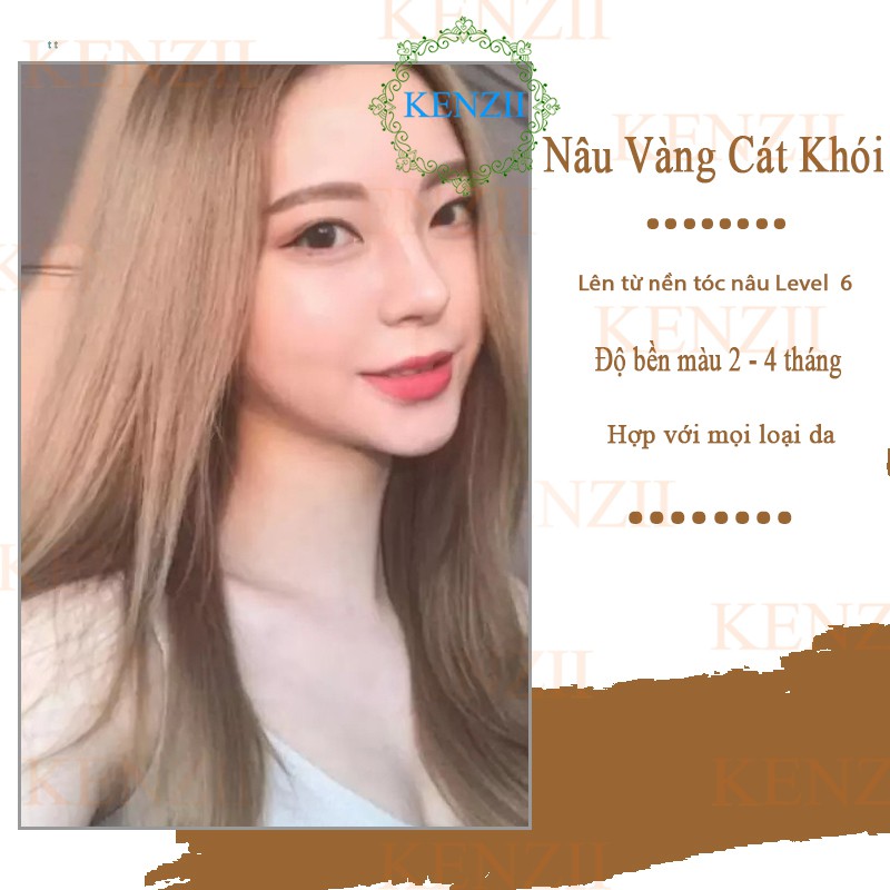 Thuốc nhuộm tóc màu nâu vàng cát khói hàn quốc Kenzii lên từ nền nâu 4 - 5 ( Tặng Trợ Nhuộm )