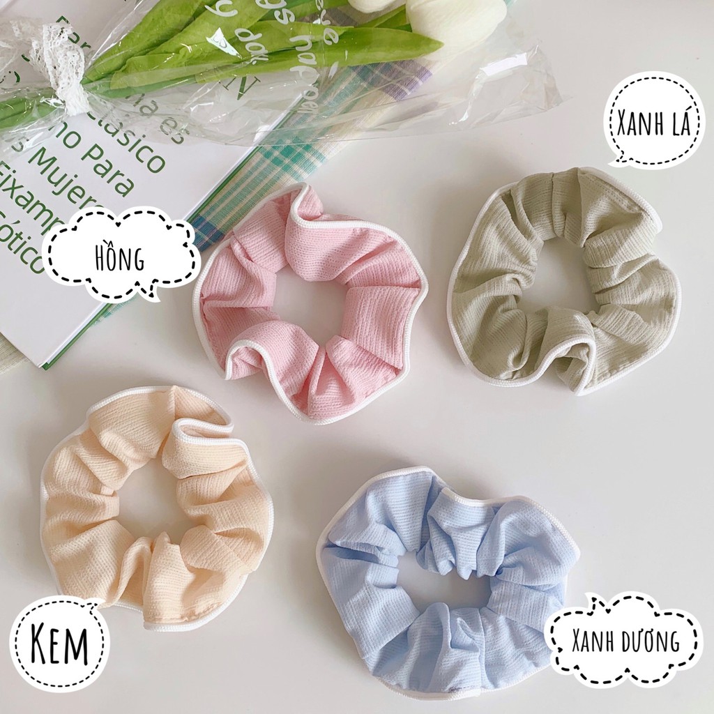 [Phụ Kiện Tiệm nhà Bee] Dây Buộc Tóc Scrunchies viền trắng Nữ Tính Thời Trang Phong Cách Hàn Quốc Ngọt Ngào Dễ Thương