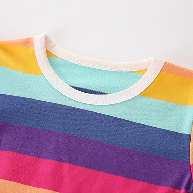 Set áo sọc cầu vồng + Quần yếm cho bé