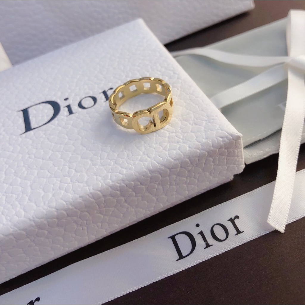 Nhẫn đeo tay Dior mạ vàng/bạc 925 thiết kế đơn giản phong cách Hàn Quốc thời trang cho nữ