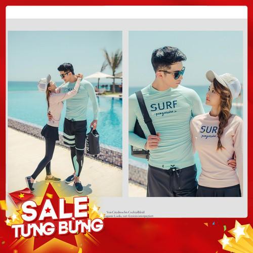 Đồ bơi đôi nam nữ dài tay quần dài phong cách Hàn Quốc màu Pastel nhã nhặn - Hàng nhập khẩu