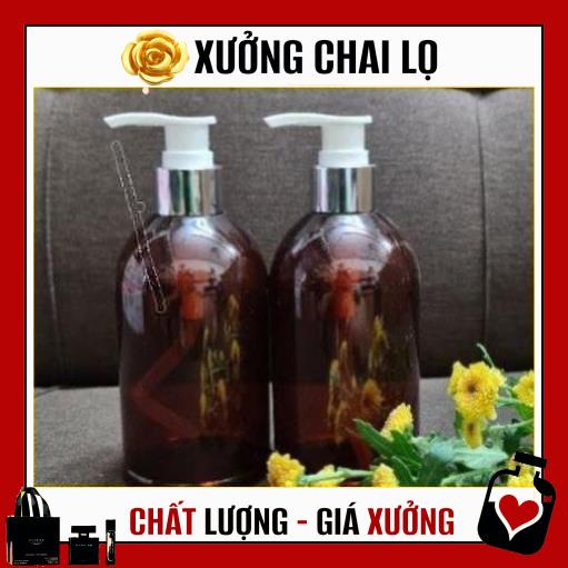 Chai Chiết Mĩ Phẩm ❤ TOP GIÁ RẺ ❤ Chai nhựa pet Nâu vòi nhấn sữa tắm Xi bạc,vàng 250ml lùn chiết mỹ phẩm , .