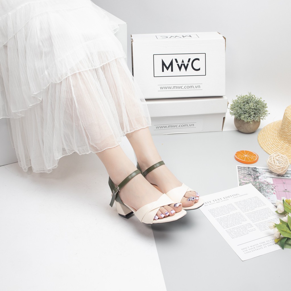 Giày Sandal Cao Gót MWC Đế Vuông 5CM Quai Chéo Thanh Lịch NUCG- 3921