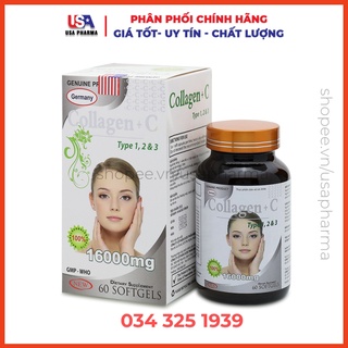 Viên uống COLLAGEN +C bổ sung collagen, vitamin e giúp chống lão hóa, cải thiện nếp nhăn - Hộp 60 viên