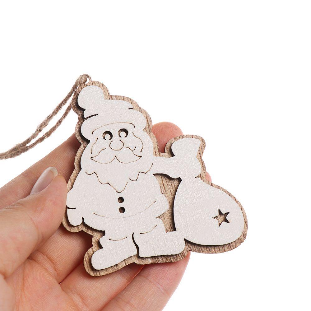 FOREVER Set 2 Ngôi Nhà Gỗ Thủ Công Treo Trang Trí Cây Thông Noel DIY