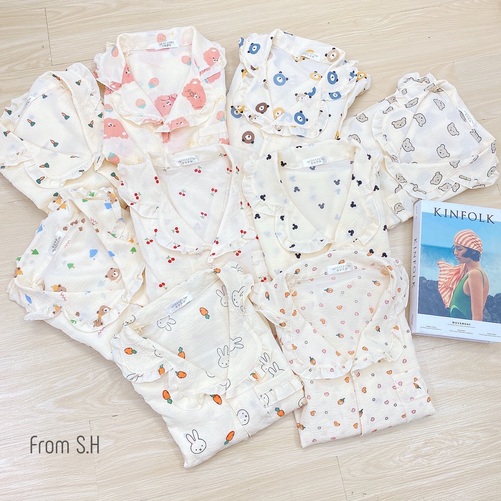 BỘ ĐỒ NGỦ MẶC NHÀ DÀI TAY ĐŨI XỐP HÌNH HOT 2022