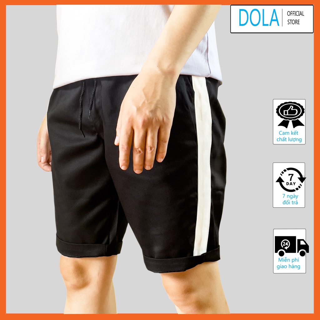 Quần Short nam kaki phối viền phong cách Hàn Quốc, quần đùi cạp chun có dây kéo co dãn