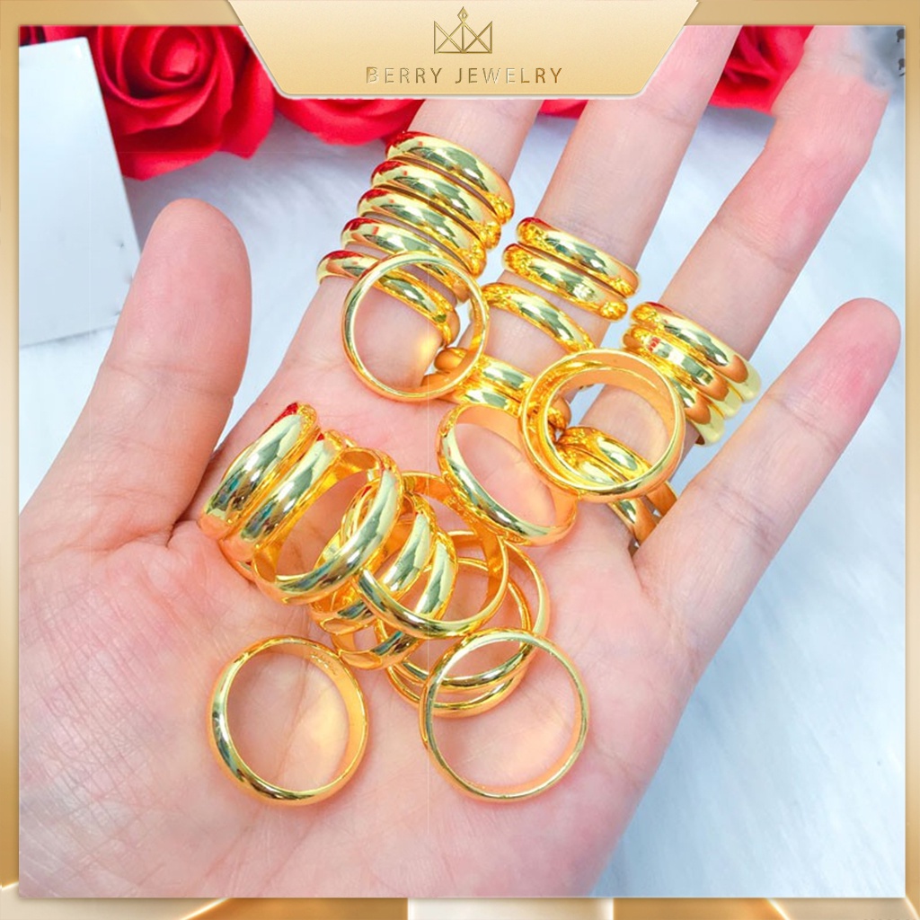 Nhẫn Trơn, Nhẫn Chỉ Xi Mạ Màu 24 Bền Màu Đủ Size Nam Nữ Cao Cấp Berry Jewelry