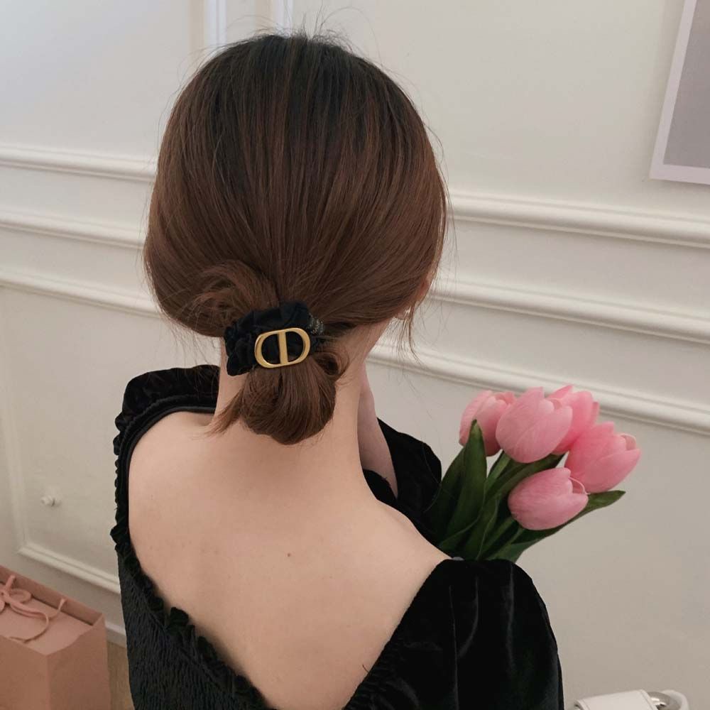 Dây buộc tóc cao su co giãn họa tiết hình học phong cách Hàn Quốc cho nữ