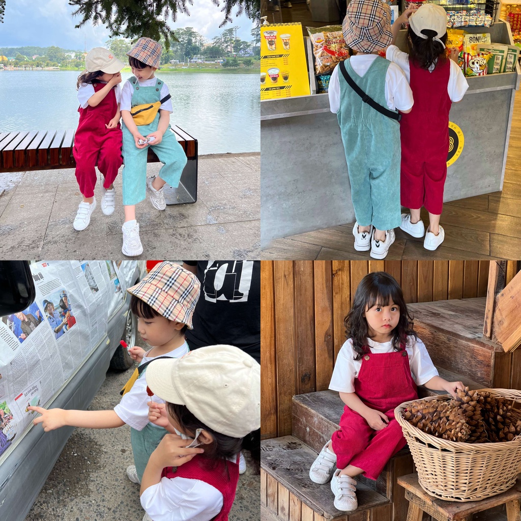 Quần yếm trẻ em chất nhung cotton mềm, thoáng, bé trai bé gái (yếm Nene) - TJU kids