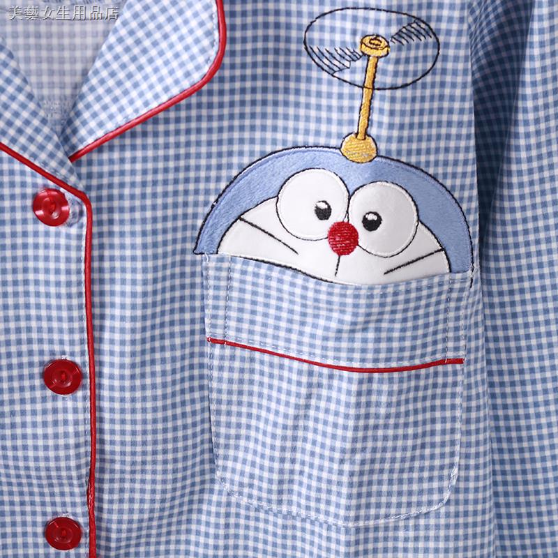 Bộ đồ ngủ Cotton tay dài in hình Doraemon phong cách Nhật Bản cho nữ | BigBuy360 - bigbuy360.vn