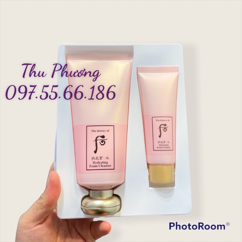 set sữa rửa mặt whoo hồng dưỡng ẩm mịn da 180ml + 40ml