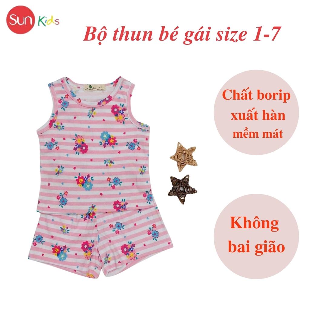 Đồ bộ thun bé gái, đồ bộ trẻ em chất cotton, có nhiều màu, size 1-7 tuổi - SUNKIDS