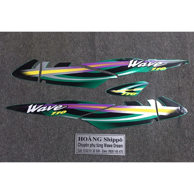 Tem wave 110 xương cá xanh ken