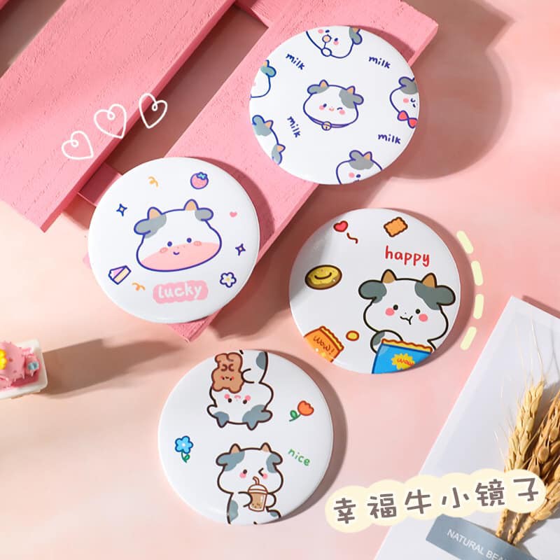 (Hình thật shop chụp) Gương mini 1 mặt mẫu Bò Sữa siêu cute!