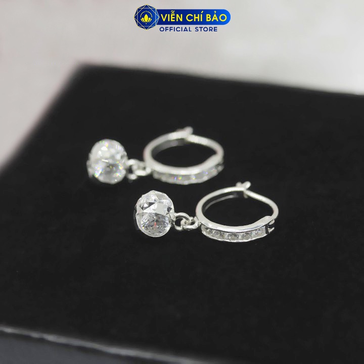 Bông tai bạc nữ quả cầu lấp lánh chất liệu bạc 925 thời trang phụ kiện trang sức Viễn Chí Bảo B400195