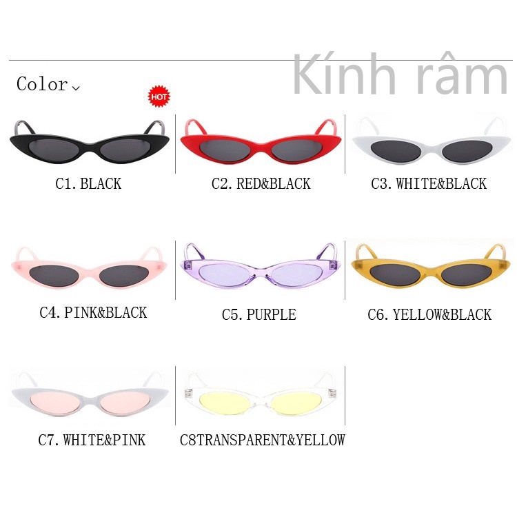 Kính mát mắt mèo đen cổ điển chống tia UV400