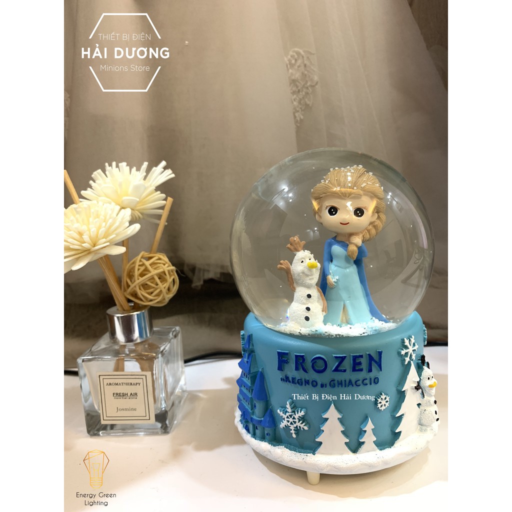 [FROZEN 2] Quả cầu tuyết phát nhạc Nữ Hoàng Băng Giá Elsa và người tuyết Olaf (Tặng pin)