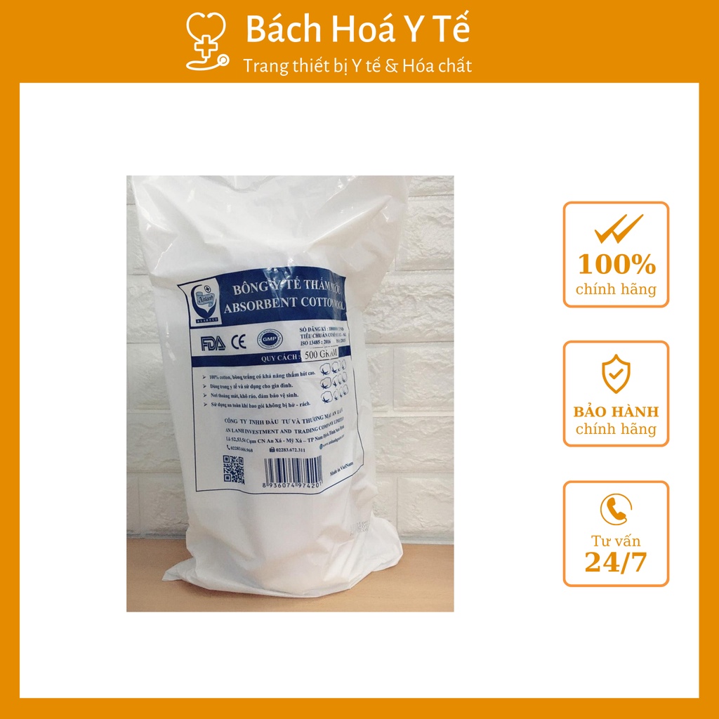 Bông hút Việt Nam An Lành 1kg/1 túi (Loại 1) Đạt tiêu chuẩn của Bộ Y tế, Đóng gói nylon