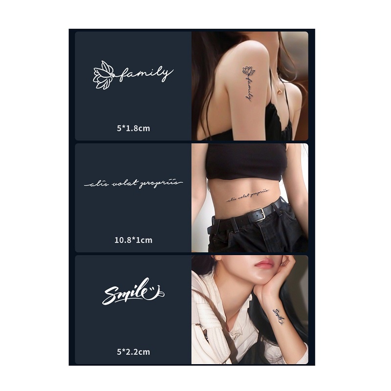 Bộ 30 hình xăm CHỮ dán tạm thời unisex chống thấm nước có thể kéo dài đến 15 ngày JIAMIN Magic Tattoo nhiều mẫu mới 2022