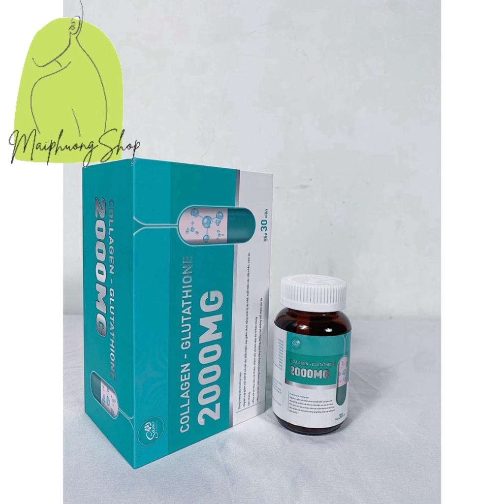 Viên uống trắng da Glutathione 2000mg hộp 30 viên trắng bật tông tức thì **