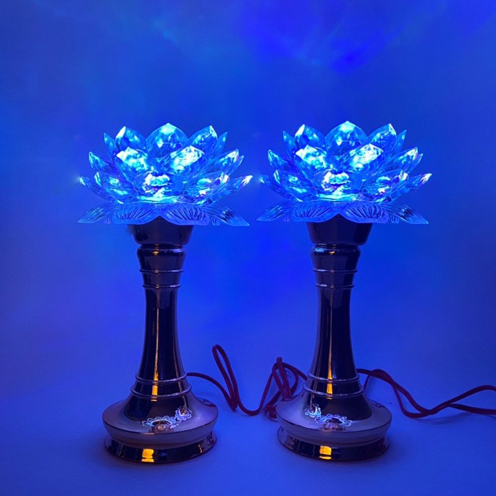 Bộ 2 đèn thờ cúng hoa sen LX04 , đèn để bàn thờ, đèn hoa sen